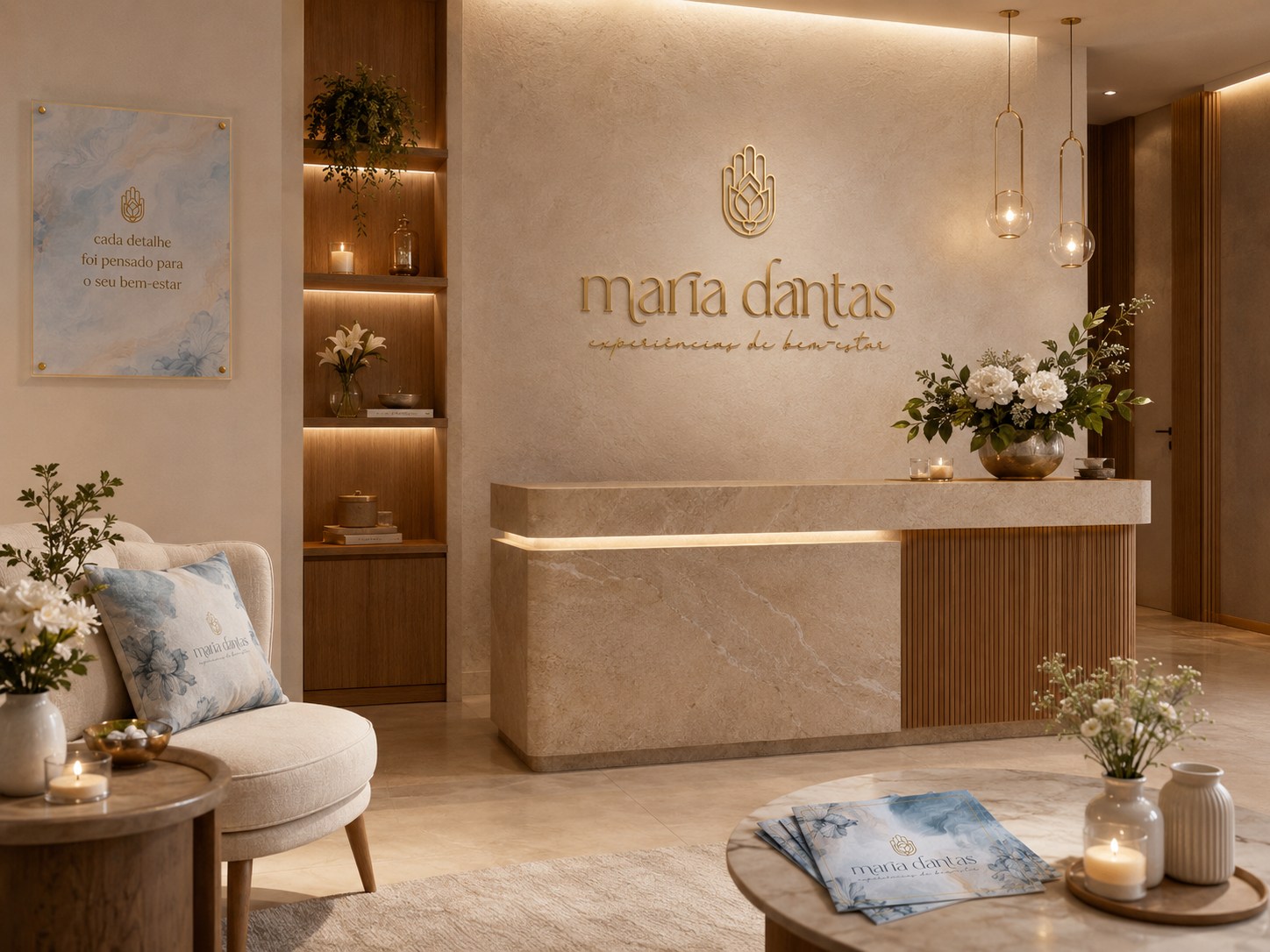 Identidade Maria Dantas aplicada em ambiente de bem-estar